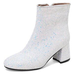 White Iridescent Booties